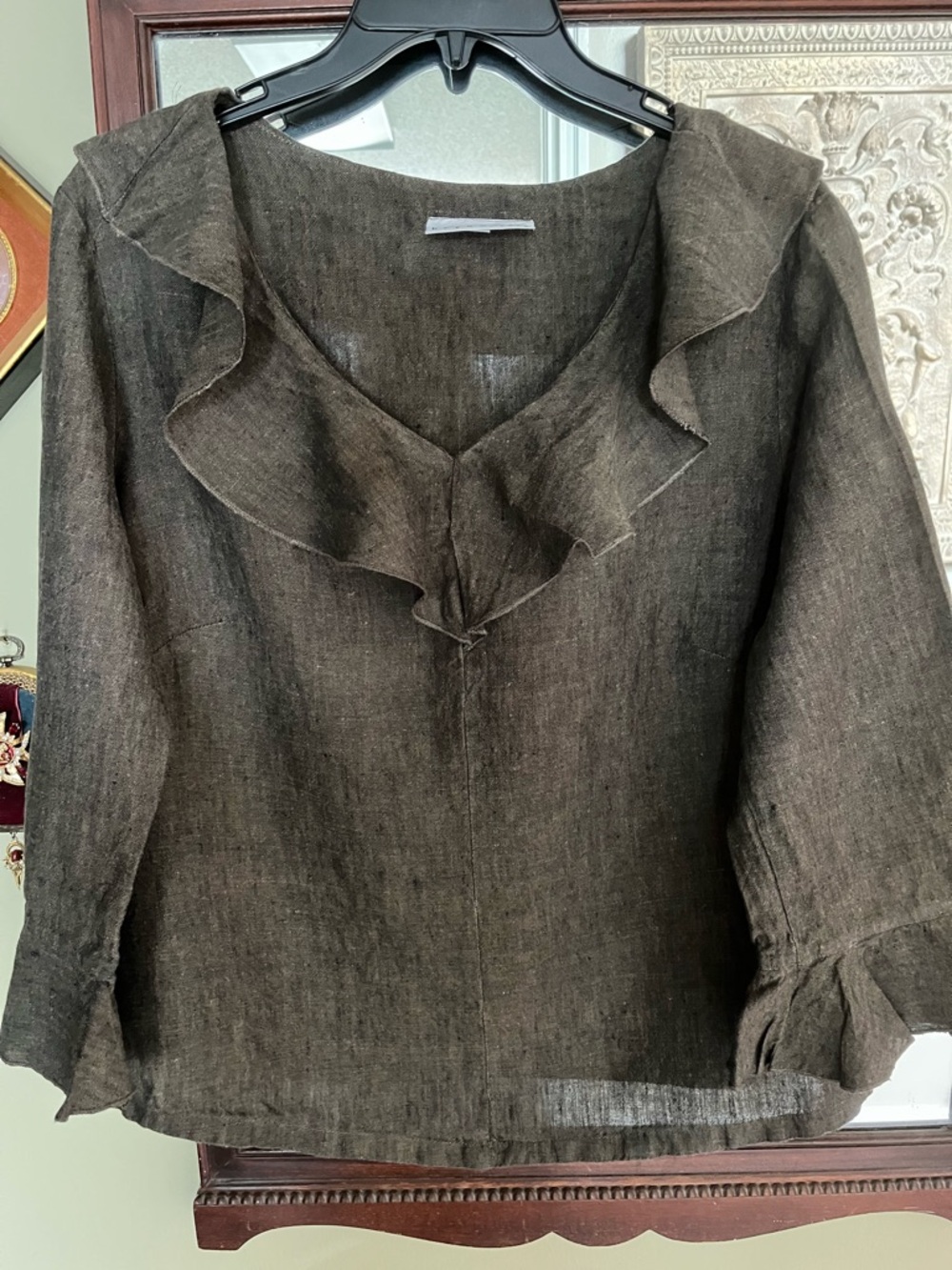 Bryn Walker Linen Brown Linen Top size medium